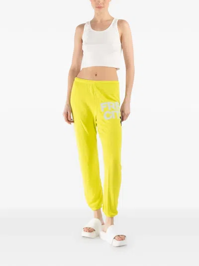 Freecity Drawstring Print Track-pants In Yellow