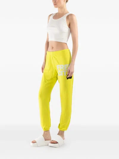 Freecity Drawstring Print Track-pants In Yellow
