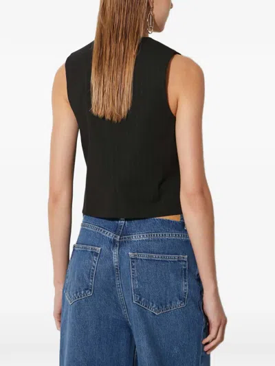 Samsoe & Samsoe Saramona Button Pinstripe Top In Black