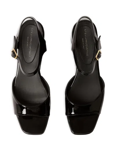 Stella Mccartney Women's Elyse 80mm Faux Patent Leather Platform Sandals In Black