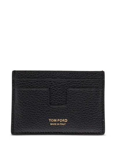 Tom Ford Soft Grain Leather T Line Classic Card Holder In Multi
