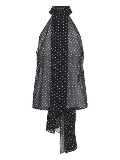 Tom Ford Lavallier Polka Dots Top In Black