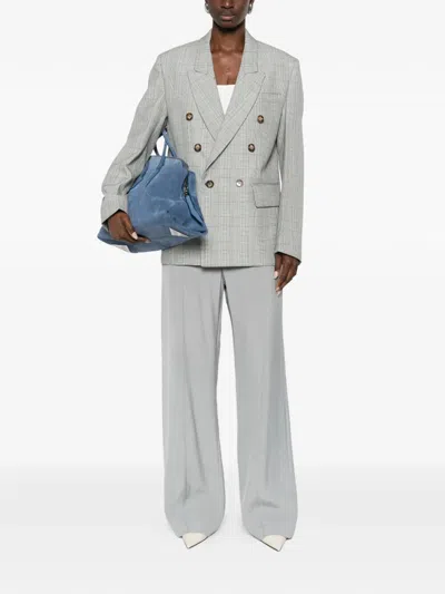 Victoria Beckham Check Wool Double-breasted Tailored Jacket Clothing In Gray