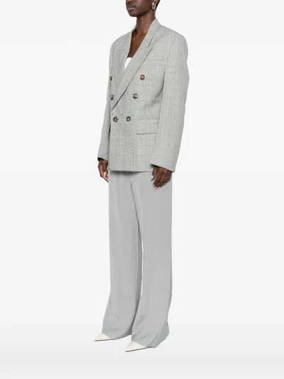 Victoria Beckham Check Wool Double-breasted Tailored Jacket Clothing In Gray
