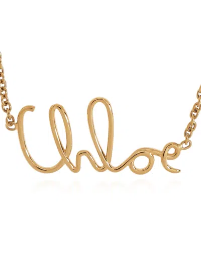 Chloé Women Chloe Iconic Logo Firma Collana In Gold