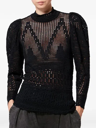 Isabel Marant Dahara Openwork Cotton Sweater Clothing In Black