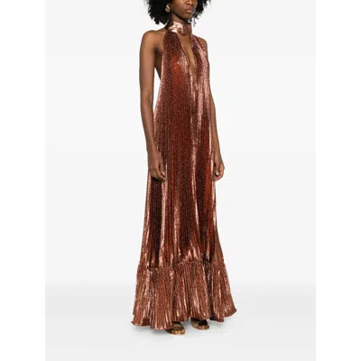 L'idée Pleated Maxi Dress In Brown