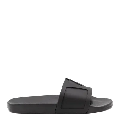 Valentino Garavani Viva Superstar Rubber Slippers Flat Sole In Black