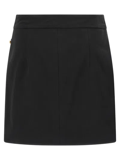 Elisabetta Franchi Asymmetric Mini Skirt Featuring Jewel Buttons In Black