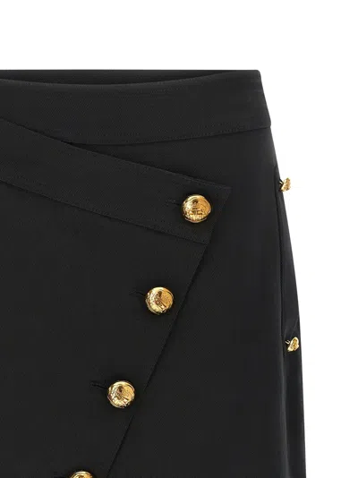 Elisabetta Franchi Asymmetric Mini Skirt Featuring Jewel Buttons In Black