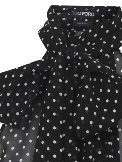Tom Ford Lavallier Polka Dots Top In Black