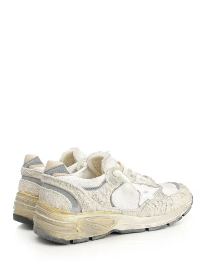 Golden Goose Running Dad New Net And Suede Upper Leather Star And Heel Suede Spur Sneakers White In Red