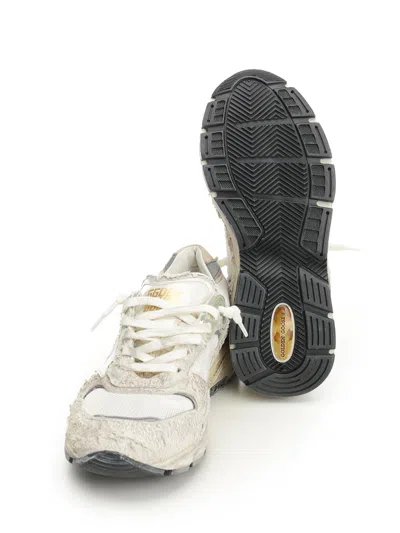 Golden Goose Running Dad New Net And Suede Upper Leather Star And Heel Suede Spur Sneakers White In Red