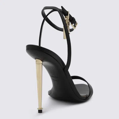 Tom Ford Black Sandals With Metal Heel And Padlock In Leather Woman In Black