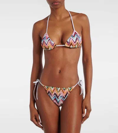Missoni Multicolor Bikini With Adjustable Tie Closure And All-over Zigzag Motif In Viscose Blend Woman In Multi