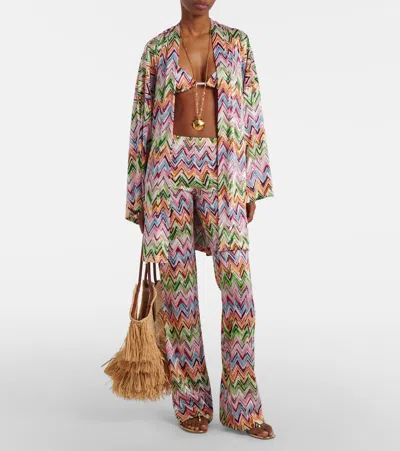 Missoni Multicolor Bikini With Adjustable Tie Closure And All-over Zigzag Motif In Viscose Blend Woman In Multi