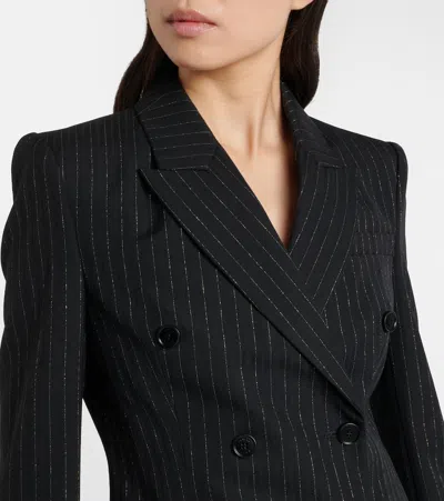 Alexander Mcqueen Pinstripe Double-breasted Wool Blazer In Black