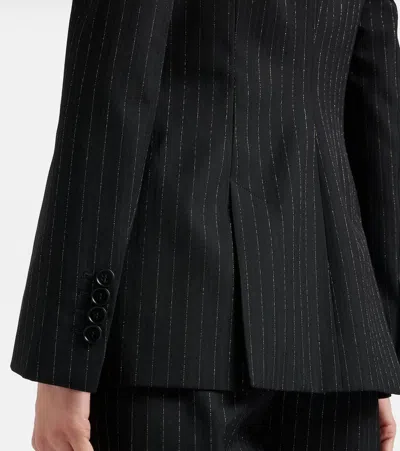 Alexander Mcqueen Pinstripe Double-breasted Wool Blazer In Black