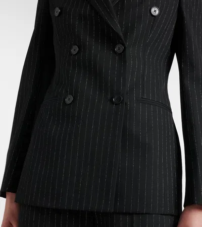 Alexander Mcqueen Pinstripe Double-breasted Wool Blazer In Black