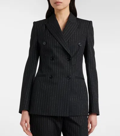 Alexander Mcqueen Pinstripe Double-breasted Wool Blazer In Black