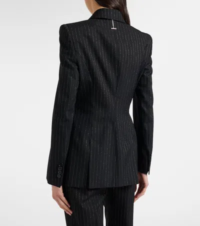 Alexander Mcqueen Pinstripe Double-breasted Wool Blazer In Black
