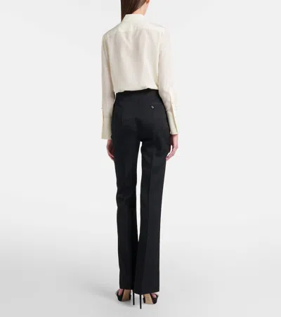 Alexander Mcqueen Wool Bootcut Pants In Black