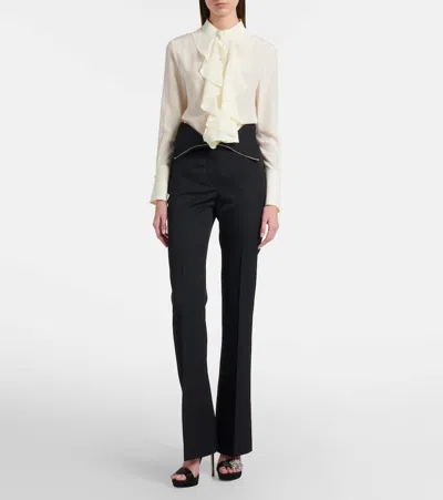 Alexander Mcqueen Wool Bootcut Pants In Black