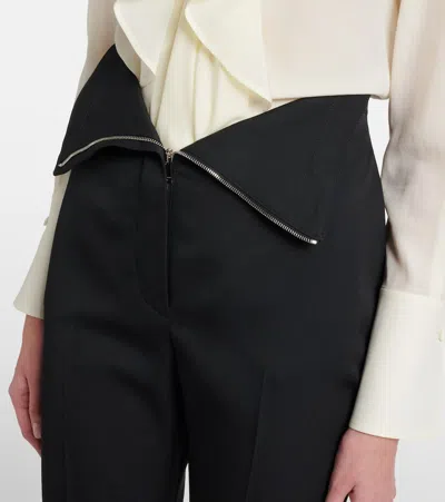 Alexander Mcqueen Wool Bootcut Pants In Black