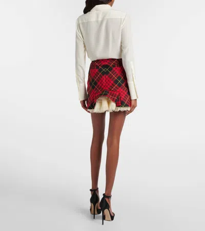 Alexander Mcqueen Macqueen Tartan Ruffled Miniskirt In Brown