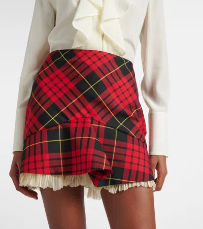 Alexander Mcqueen Macqueen Tartan Ruffled Miniskirt In Brown