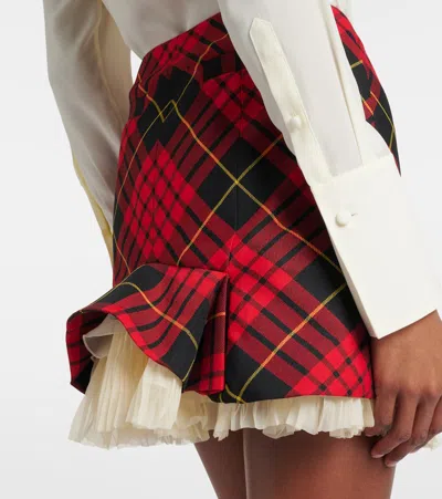Alexander Mcqueen Macqueen Tartan Ruffled Miniskirt In Brown