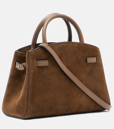 Demellier The Small Hudson Grained Leather Top Handle Bag In Brown