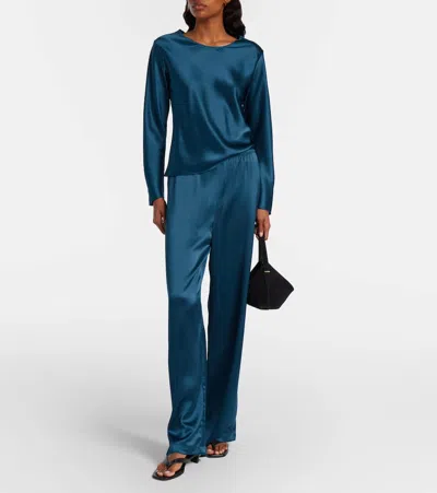 Leset Barb Wide Leg Pants Pacific In Green