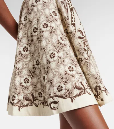 Alemais Alémais Printed Linen And Cotton Minidress In Neutral