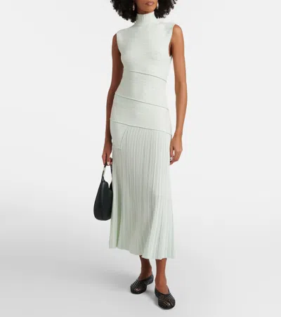 Proenza Schouler Federica Layered Ribbed-knit Midi Dress In Green