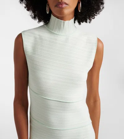 Proenza Schouler Federica Layered Ribbed-knit Midi Dress In Green