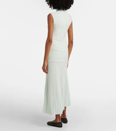 Proenza Schouler Federica Layered Ribbed-knit Midi Dress In Green