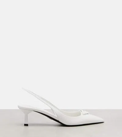 Prada Slingback Sandals Pointed Toe Stiletto Heel In White