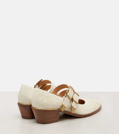Chloé Susan Studded Textured-leather Mary Jane Pumps In Multi