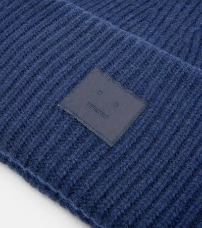 Acne Studios Face Wool And Yak-blend Beanie In Blue