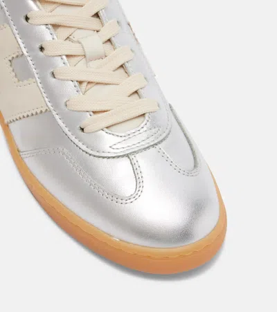 Hogan Cool Metallic Leather Sneakers In Silver