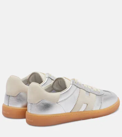 Hogan Cool Metallic Leather Sneakers In Silver