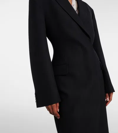 Acne Studios Double-breasted Peplum Wool Coat In Black