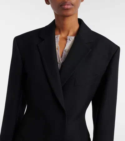 Acne Studios Double-breasted Peplum Wool Coat In Black