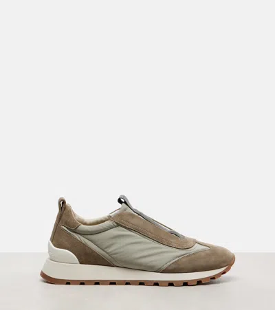 Brunello Cucinelli Runners Sneakers Pull Tab Rubber Sole In Gray