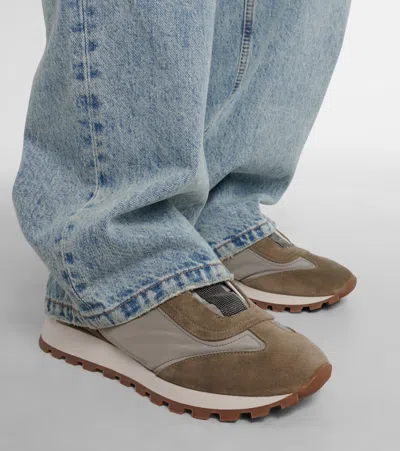 Brunello Cucinelli Runners Sneakers Pull Tab Rubber Sole In Gray