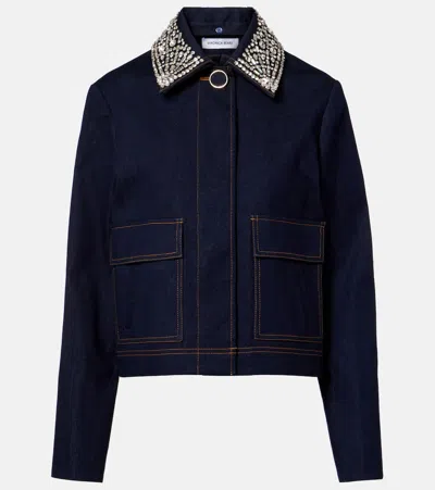 Veronica Beard Barrington Crystal-embellished Denim Jacket In Blue