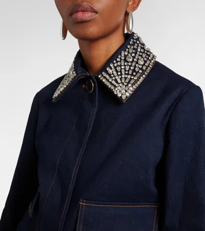 Veronica Beard Barrington Crystal-embellished Denim Jacket In Blue