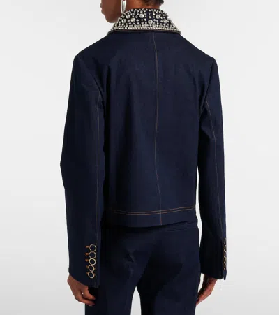 Veronica Beard Barrington Crystal-embellished Denim Jacket In Blue