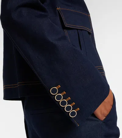 Veronica Beard Barrington Crystal-embellished Denim Jacket In Blue